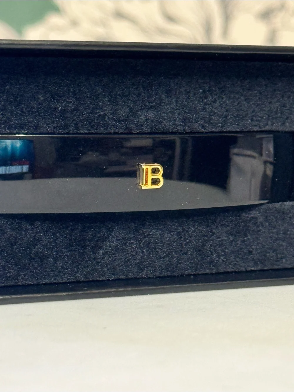 Balmain Black Hair Barrette with Gold B Emblem NIB